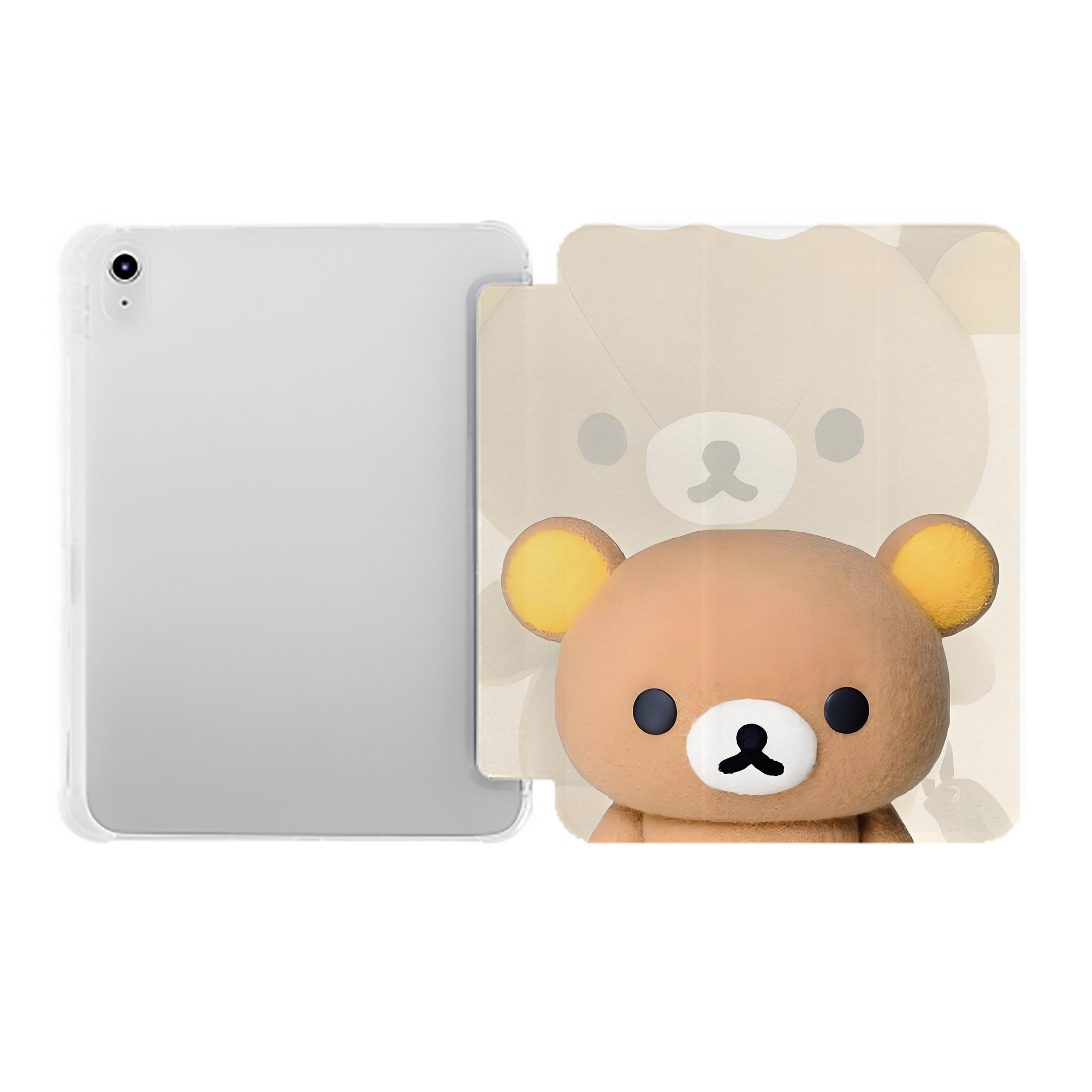 （画像用） リラックマ リラックマ キイロイトリ Rilakkuma Korilakkuma Kiiroitori IPad ケース ペン収納付き 三つ折りスタンド PUレザー×シリコン 対応機種9.5/10.5/10.9インチ